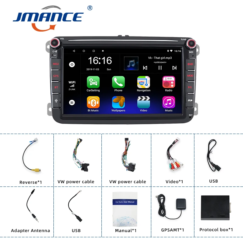 JMANCE Android 2 Din Auto MP5 Multivides Video Atskaņotājs, GPS Auto Radio Auto Radio Stereo 8