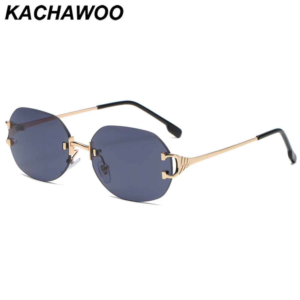 Kachawoo ovālas formas saulesbrilles bez apmales sieviešu, saules brilles laukumā konfektes krāsa rozā, violeta zaļa metāla vīriešu unisex piederumi