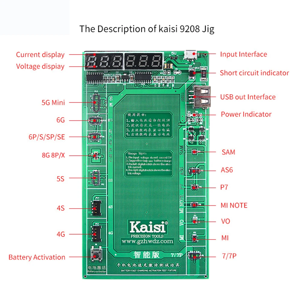 Kaisi K-9208 Tālruņa Akumulatora Aktivizācijas Maksas Valdes Strāvas Testa Kabelis priekš iPhone X/8/7/6/6S Samsung, Huawei Xiaomi