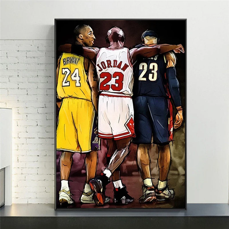 Kobe Bryant Lebrons Džeimss Basketbola Zvaigzne Kanvas Glezna Skandināvijas Cuadros Sienas Art Attēlu Izdrukas, Plakāti Dzīvojamā Istaba