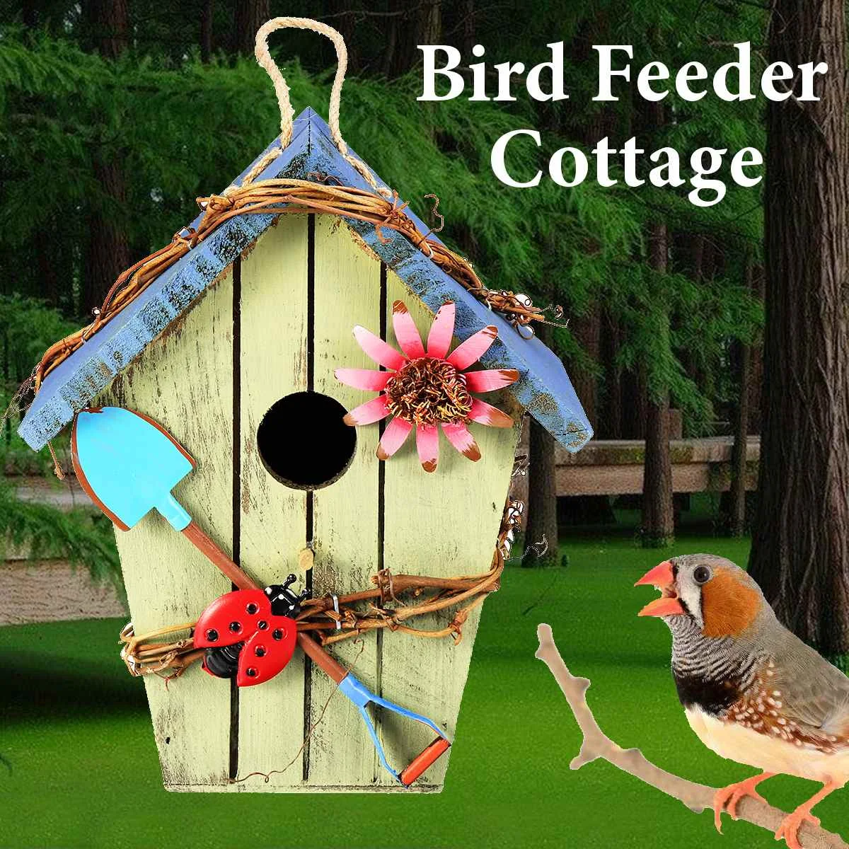 Koka Putnu Māju, Kāzu dekorēšana Birdcage Krāsains Krāsošana āra dārza karājas putnu Māja Pakārtotā Eco-friendly amatniecības