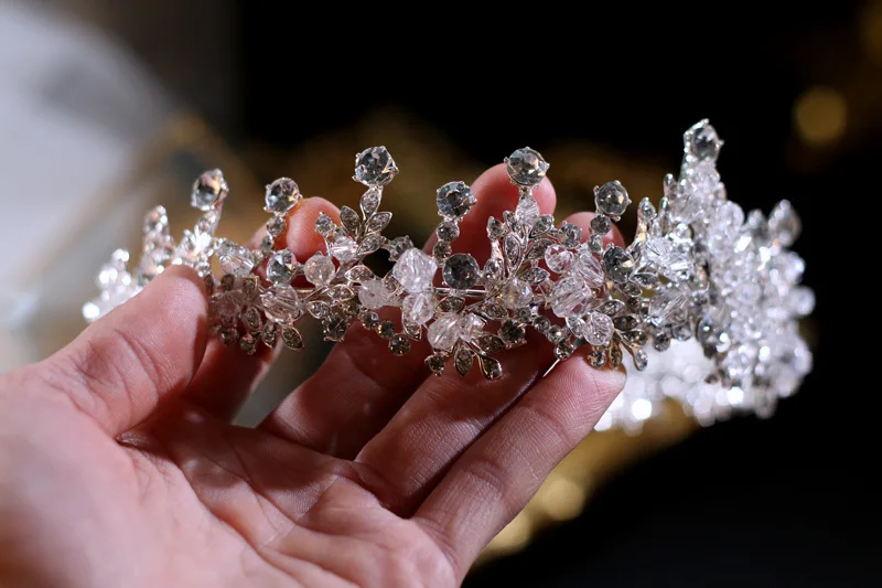 Kristāla Vainagi Līgavas Tiara Modes Karaliene Kāzu Kronis Headpiece Kāzu Matu Rotaslietas, Aksesuāri