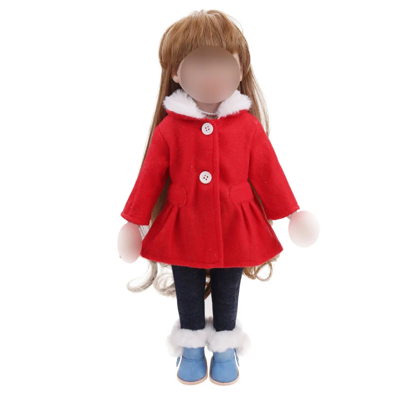 Leļļu apģērbs sarkans vilnas mētelis uzvalku, melnas bikses rotaļlietas piederumi fit 18 collu Meitene lelle un 43 cm bērnu lelles c730