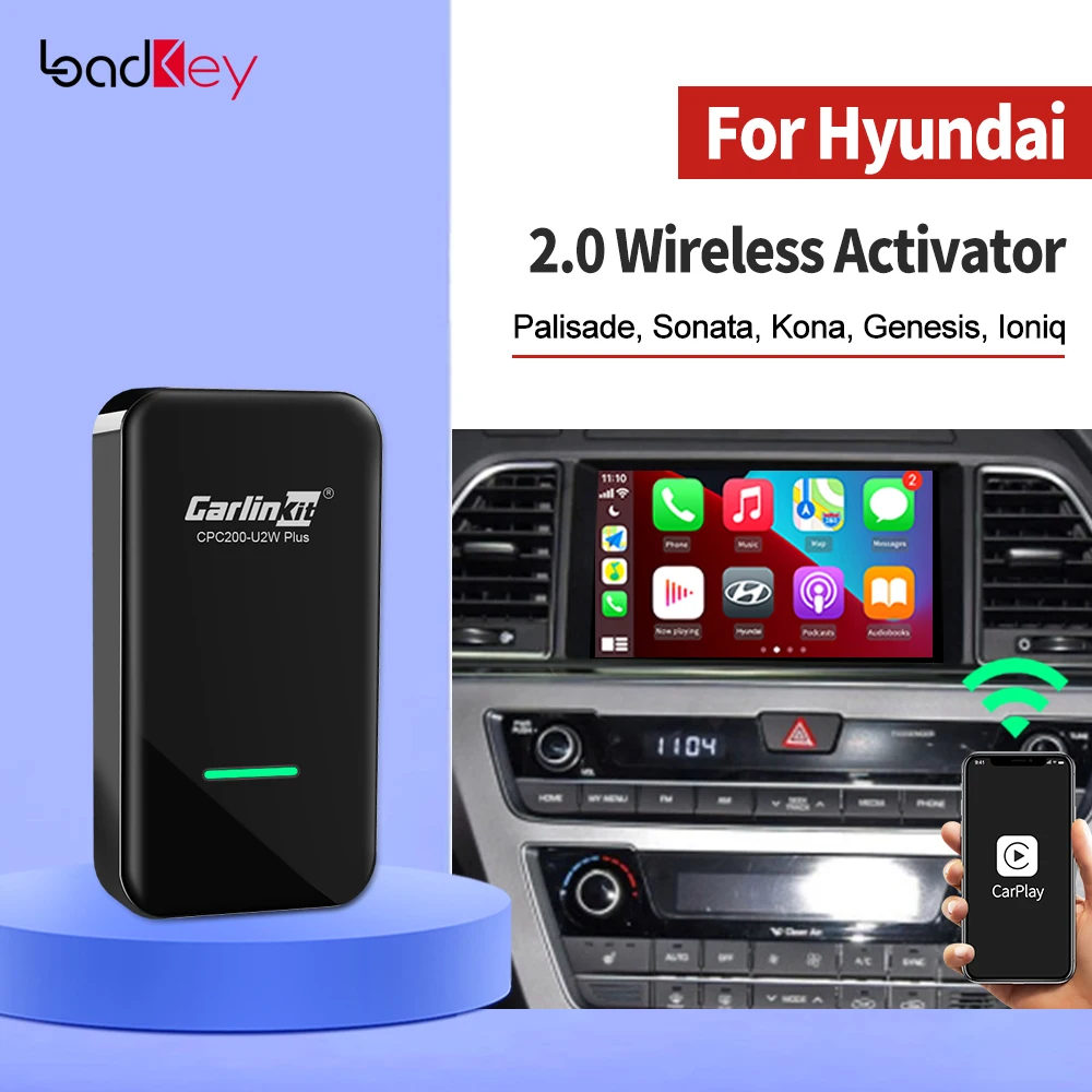 LoadKey & Carlinkit 2.0 CarPlay Bezvadu Android Auto Aktivators Par Hyundai kaut ko līdzīgu žodziņam Sonata kona Ioniq Azera Smart USB Dongle