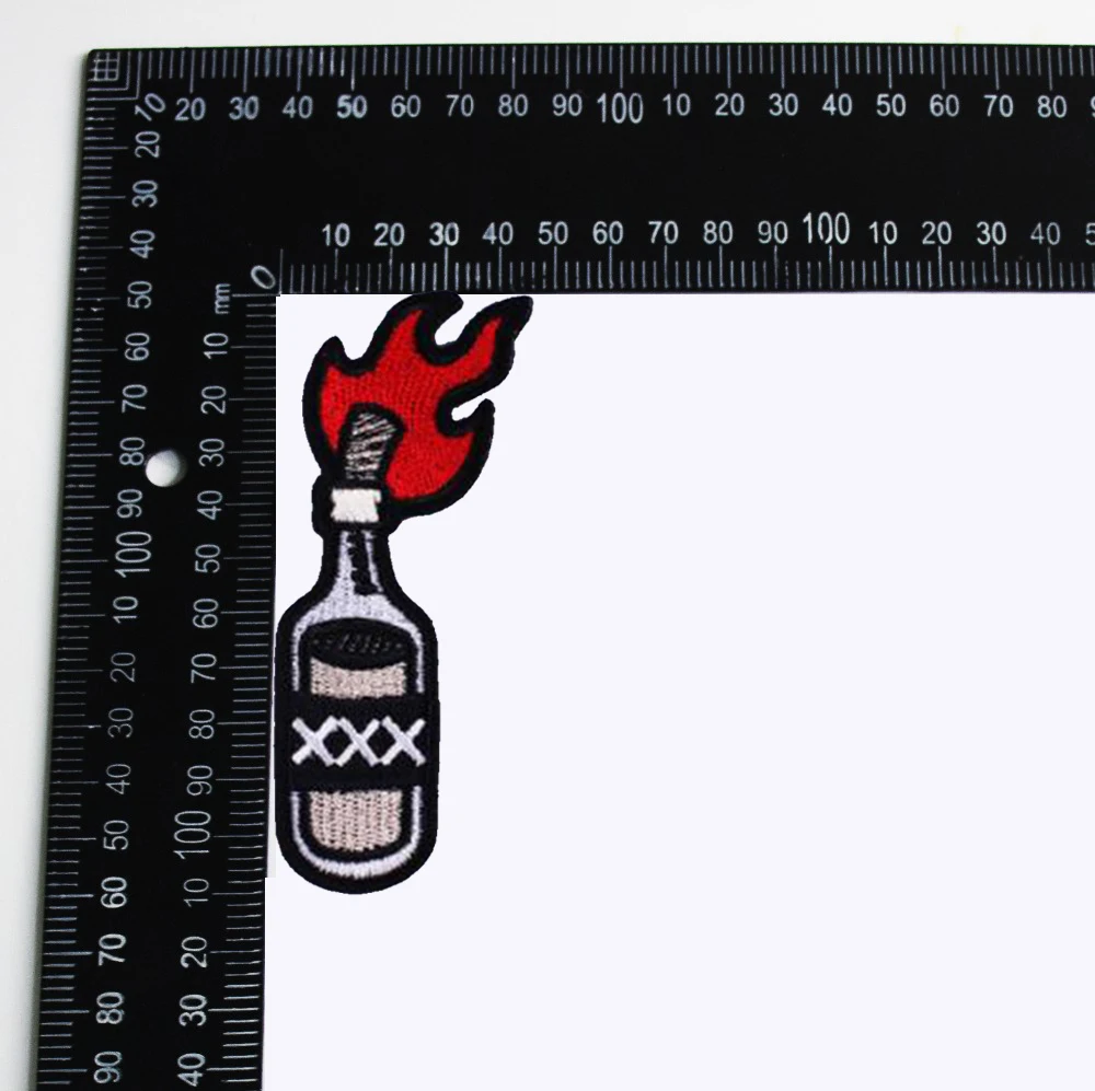 Lāpu Pudeli Izšuvumi Plāksteris Apģērbu DIY Aplikācijas Dzelzs par Ielāpus Žaketes Foršs Pieteikumu Punk Rock Svītru Bezmaksas Piegāde