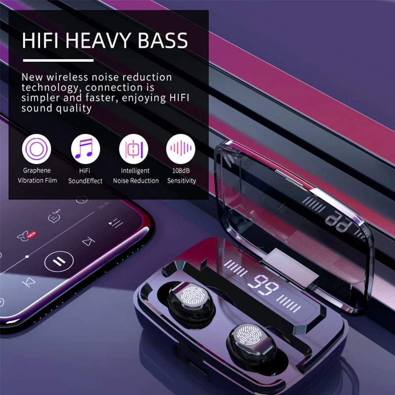 M11 Bezvadu Austiņas TWS Bluetooth 5.0 Austiņas 3300mah HiFi IPX7 Ūdensizturīgs Earbuds Touch Kontroli Austiņas sports /spēle