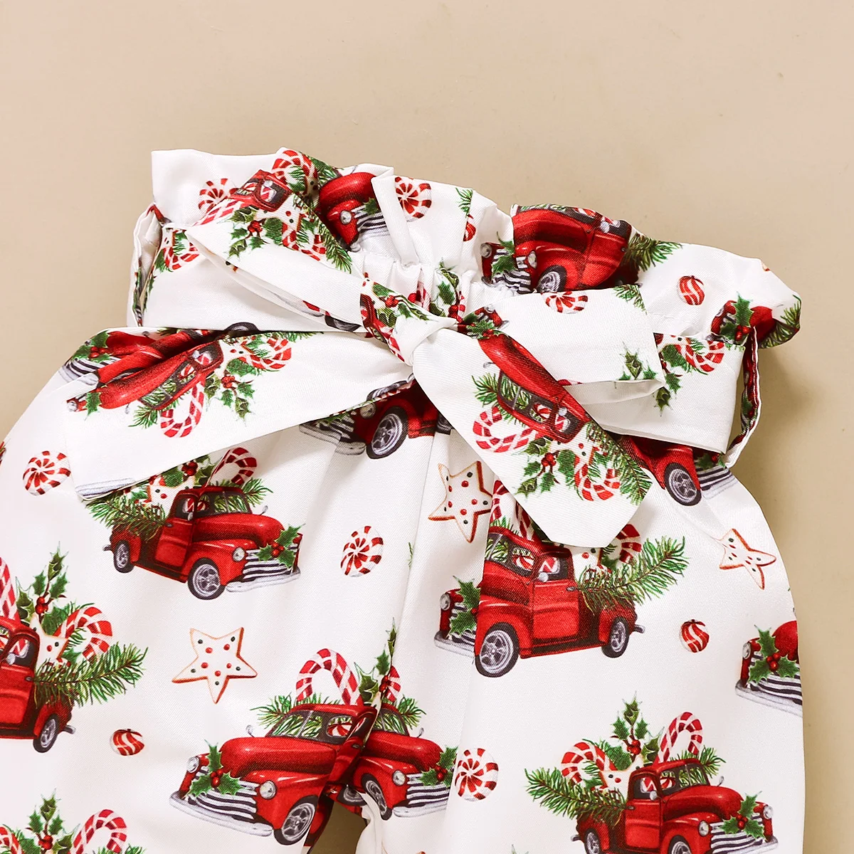 Ma&Mazulim 0-18M Ziemassvētku Baby Girl Sarkanu Apģērbu Komplekts Ruffles Trikotāžas Romper Karikatūra Automašīnas Priekšgala Bikses Ziemassvētki Tērpiem Puse Kostīmi