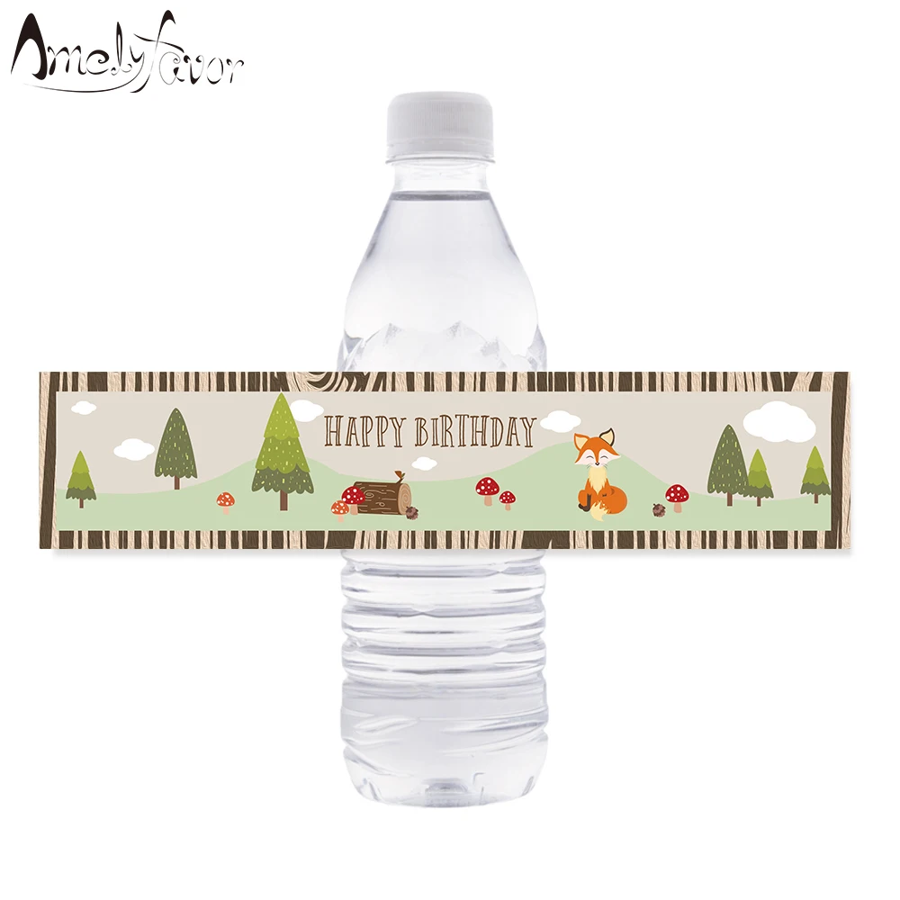 Meža Dzīvnieku Puse Fox Ūdens Pudeles Etiķetes Dzimšanas Dienas Svinības Rotājumi, Bērnus, Mežu Pušu Piegādes, Personalizētu Pudeli Wrapper