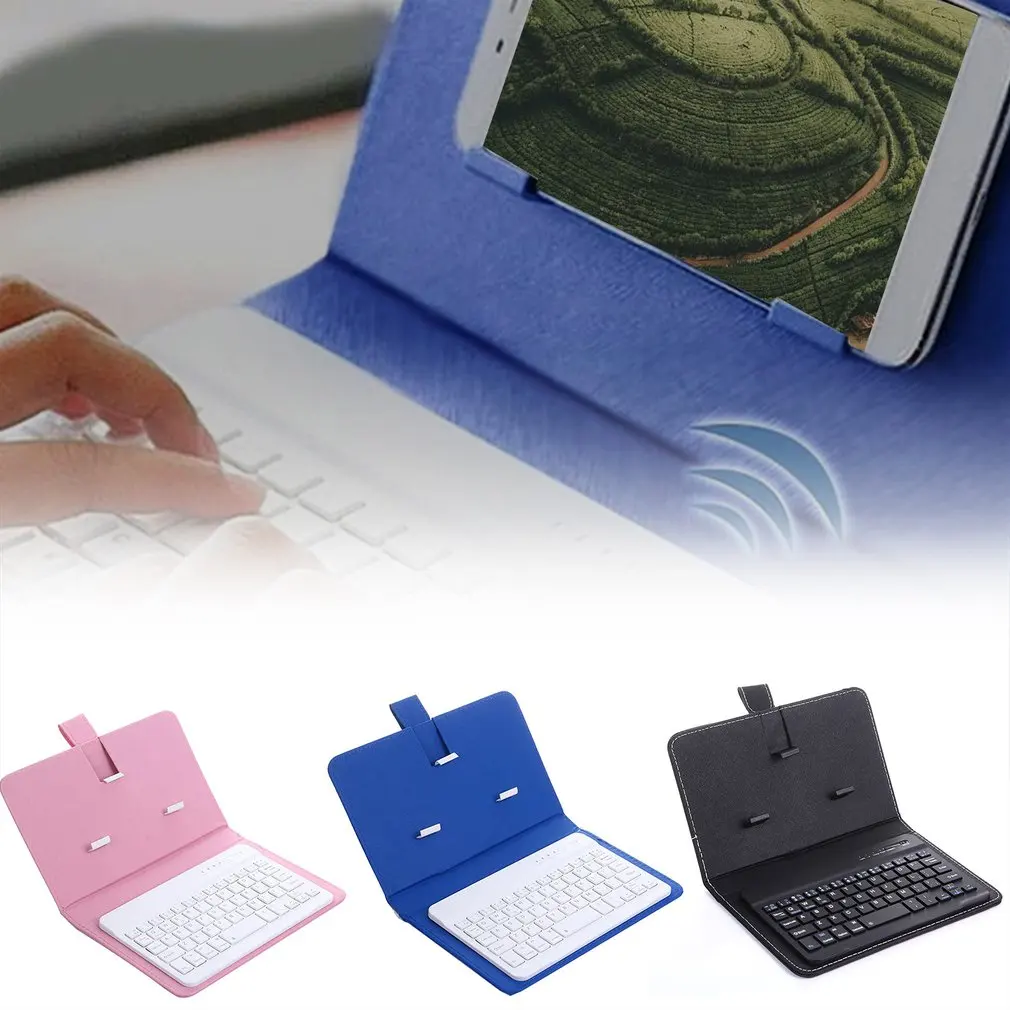Mini Bezvadu Tastatūra ar Vāku Bluetooth Keyboard For ipad Tālruni, Tabletes keycaps Uzlādējamā tastatūra Android, Windows