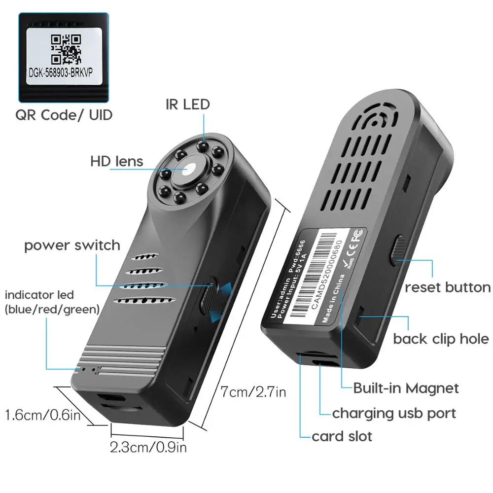 Mini Digitālo Kameru, Portatīvo Wifi Full HD 4K Mikro Kameru, Portatīvo Ķermeņa Kamera HD Mazo Mini DV Videokameras Portatīvie Āra Cam