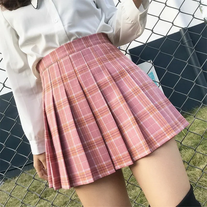 Mini Svārki Sieviešu Vasaras Sieviešu Svārki Preppy Stils Pleds Kroku Svārki Meitenēm Cute Japāņu Skolas Dāmas Kawaii