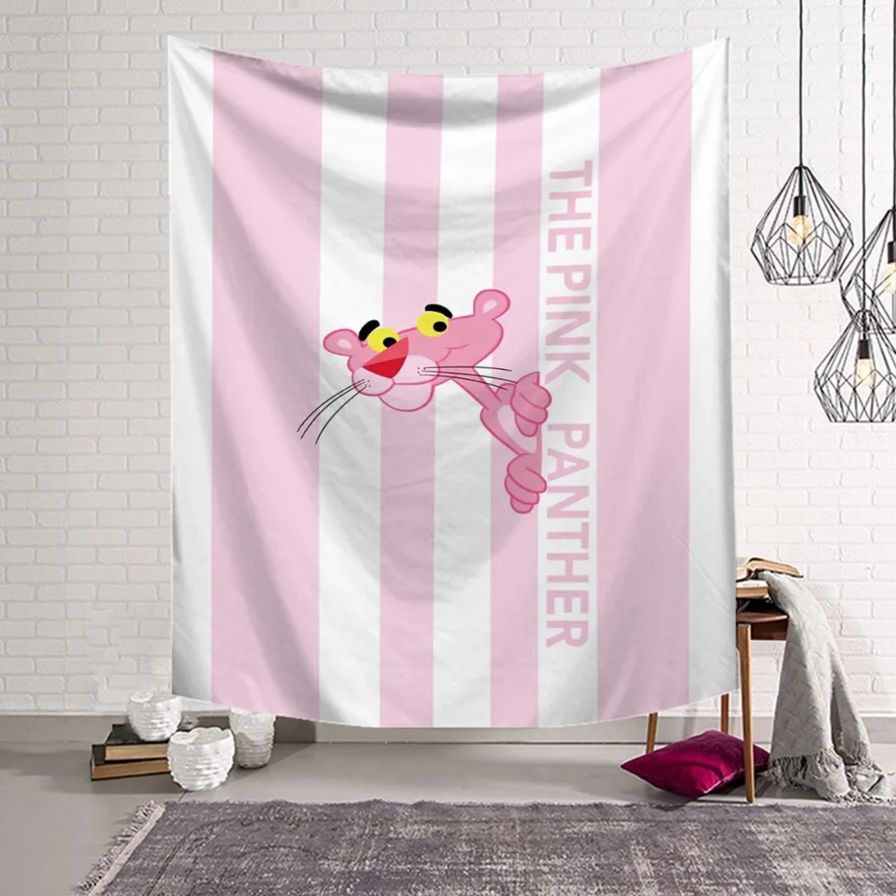 Modes Atdzist Dzīvnieku Pink Panther Krāsas Drukāts Maģija Dekoratīvās Hipiju Mandala Macrame Bohēmijas Sienas Karājas Gobelēns