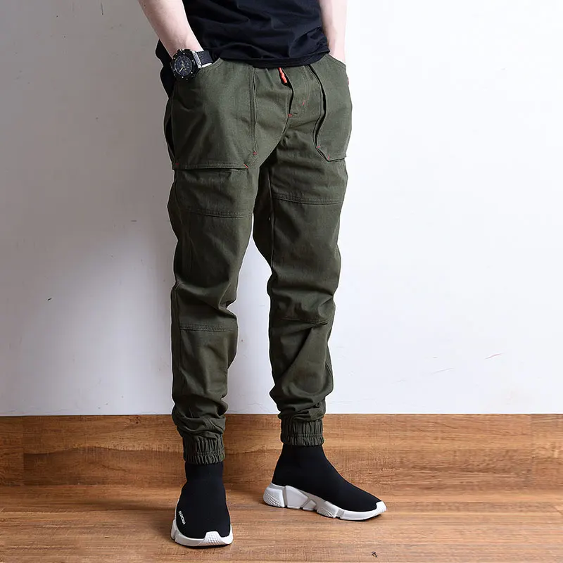 Modes Streetwear Vīriešu Džinsi Loose Fit Melns Zaļš Pelēks Krāsa Loose Fit Savienoti Dizainers Kravas Bikses Hip Hop Joggers Bikses Vīriešiem