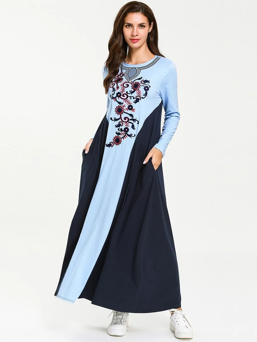 Musulmaņu Abaya Kleita Sievietēm Kaftan Kimono Ilgi, Drēbes, Izšūšana Salaist Etniskā Hijab Kleitas Elbise Turcija Islāma Apģērbu Plus Lieluma