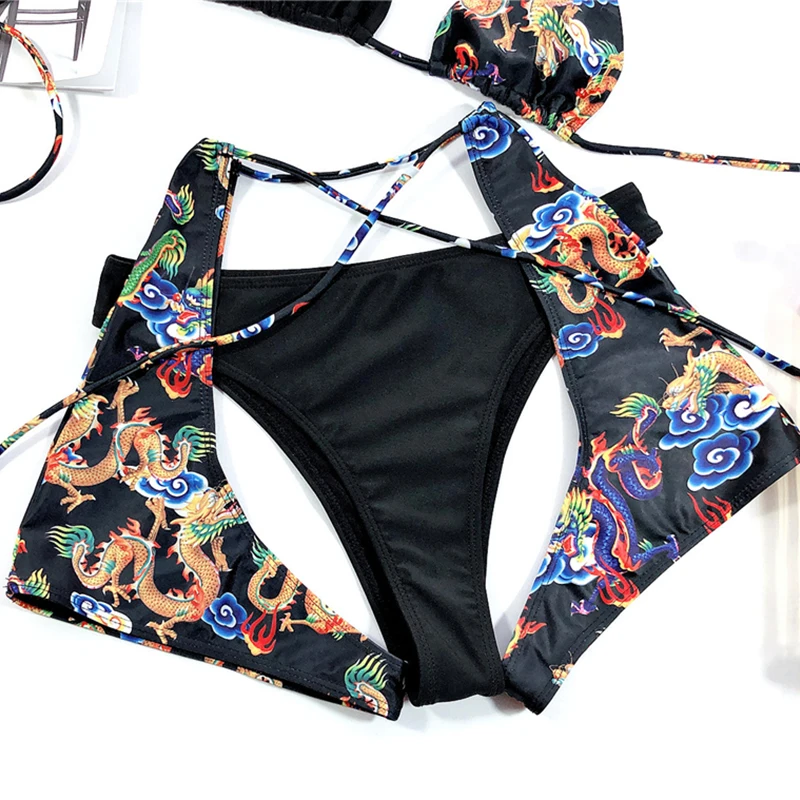 NewAsia Raibs 3 Gabals Peldkostīms Pavada Bikini 2020. Gadam Triangle Peldkostīmi Sieviešu Drukāt Bikini Push Up Polsterēts Bikini Komplekts Beachwear
