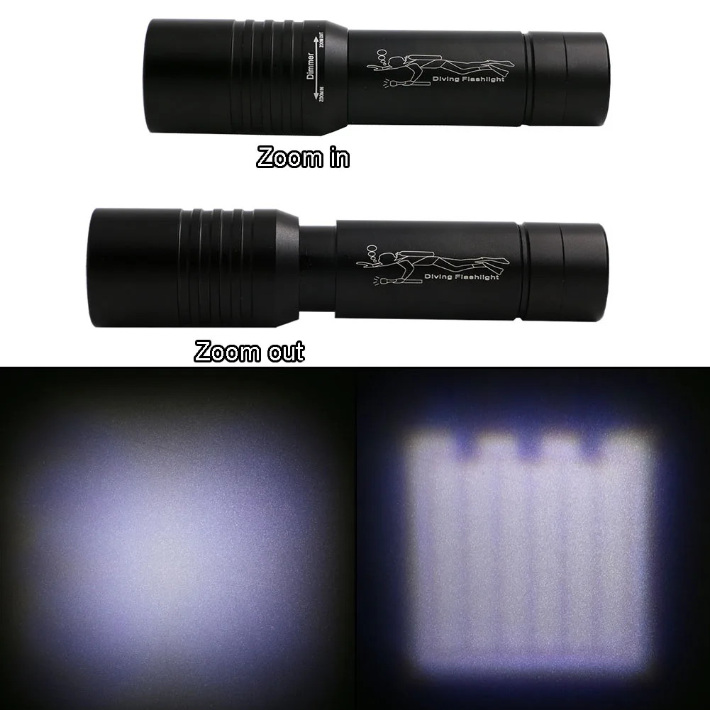 Niršanas Lukturīti XML T6 LED Diver Gaismas Zoomable Lampas Lāpu Zemūdens 50m Ūdensizturīgs 18650 Akumulatoru Niršanas Lāpu Gaismiņu