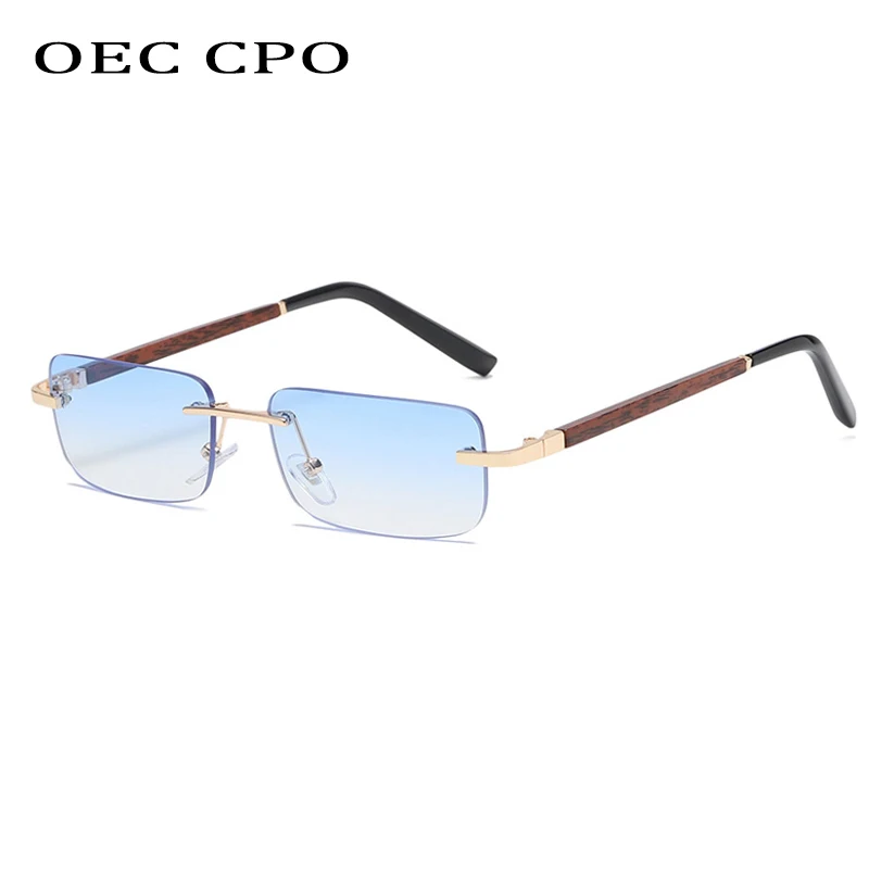 OEC CPO Modes bez apmales Saulesbrilles Sieviešu Vintage Taisnstūra Saulesbrilles Vīriešiem Toņos Dāmas Bezrāmju Laukumā Brilles Brilles