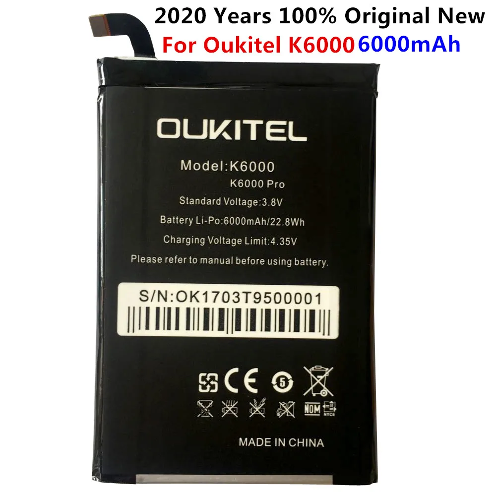Oukitel K6000 Pro Akumulatora Nomaiņa Sākotnējā Lielu Jaudu 6000mAh Atpakaļ uz Augšu Baterijas Oukitel K6000 Pro
