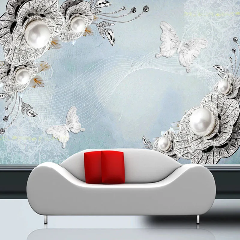 Pasūtījuma 3D Tapetes Eiropas Stila Rotaslietas, Ziedi, Foto Sienu Gleznojumi Dzīvojamā Istabā, TV Dīvāns, Guļamistabas Fona Sienas Freskas Dokumenti