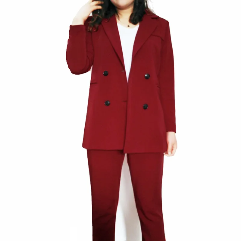 Pavasaris un rudens, jaunas liela izmēra sieviešu divrindu uzvalks deviņiem punktiem kājām bikses, uzvalks, banketu gadījuma profesionālās uzvalks