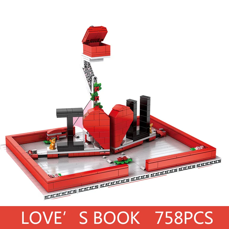 Pelējuma Karalis Mīlestība 520 Radošās Rotaļlietas Romantisku Stāstu Grāmatu, Celtniecības Bloki, Ķieģeļi, Ziemassvētki Bērniem Rotaļlietas Mīļākais Valentīna Dāvanas