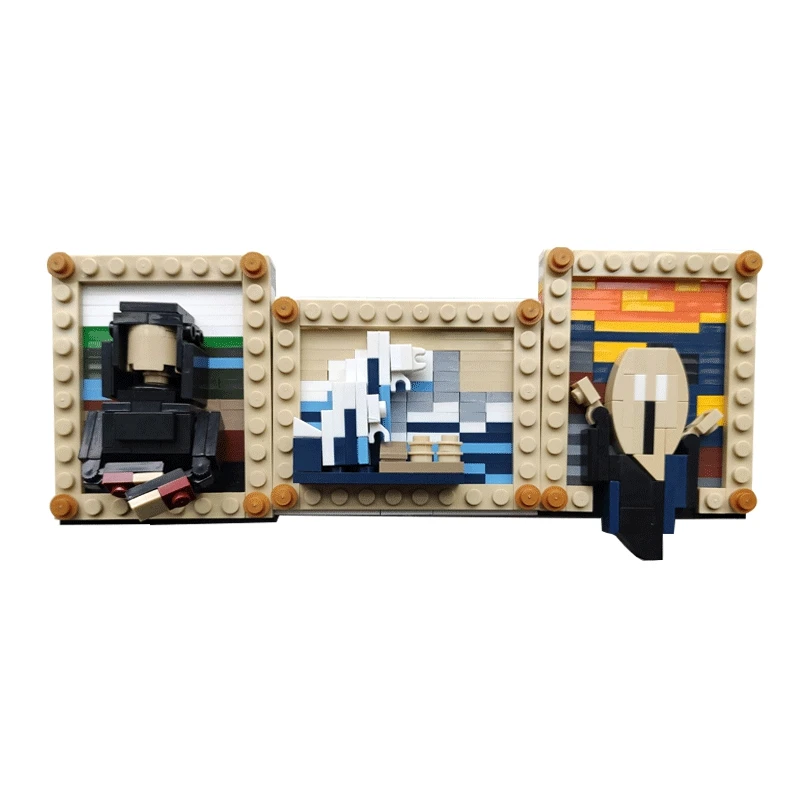 Pikseļu Mākslas Mini Celtniecības Bloki Radošās Pasaules Slaveno Gleznu-Van Goga pašportretu-Kliedziens Portreti DIY Saderīgu leping