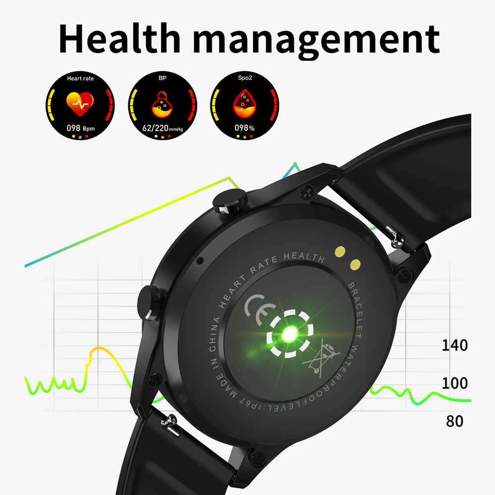 Pilna Apaļa Ekrāna Sporta Smartwatch Bluetooth Zvanu sirdsdarbība, Asins Spiediena Monitoru, Smart Skatīties Fitnesa Tracker Vīriešiem Sievietēm
