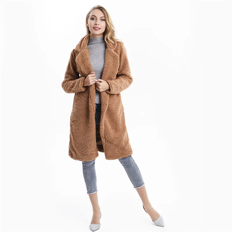 Plus Lieluma Modes Faux Fur Coat Sieviešu Ziemas Garš Mētelis 