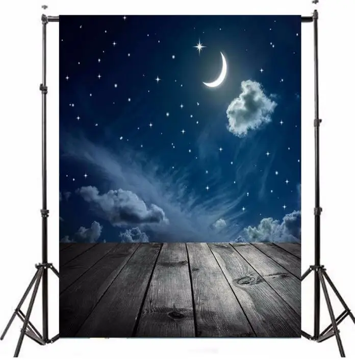Plānas Vinila fotogrāfija backdrops Pielāgot Jaundzimušajiem Fona, Digitālā Druka nightscape foto fona, Debesis, Mēness, Zvaigznes F-2748