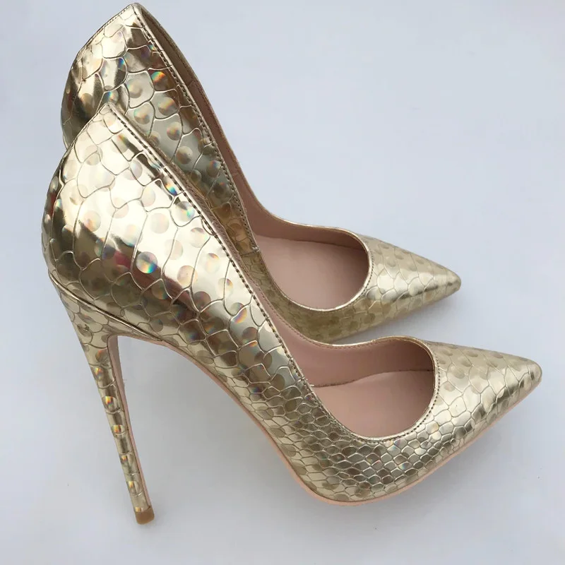 Puse zelta kāzu kurpes sievietēm norādīja toe seksīgas augstpapēžu kurpes sūkņi 12 cm augstpapēžu kurpes sekla plus lieluma QP046 ROVICIYA