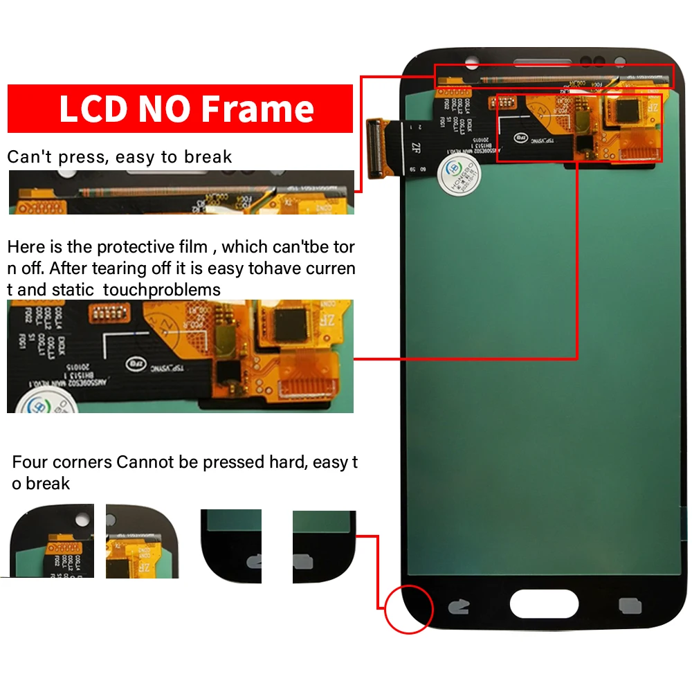 Pārbaudīts Uz Samsung Galaxy S6 LCD G920 SM-G920F G920F Displejs, Touch Screen Digitizer Montāža S6 Displejs Replecement