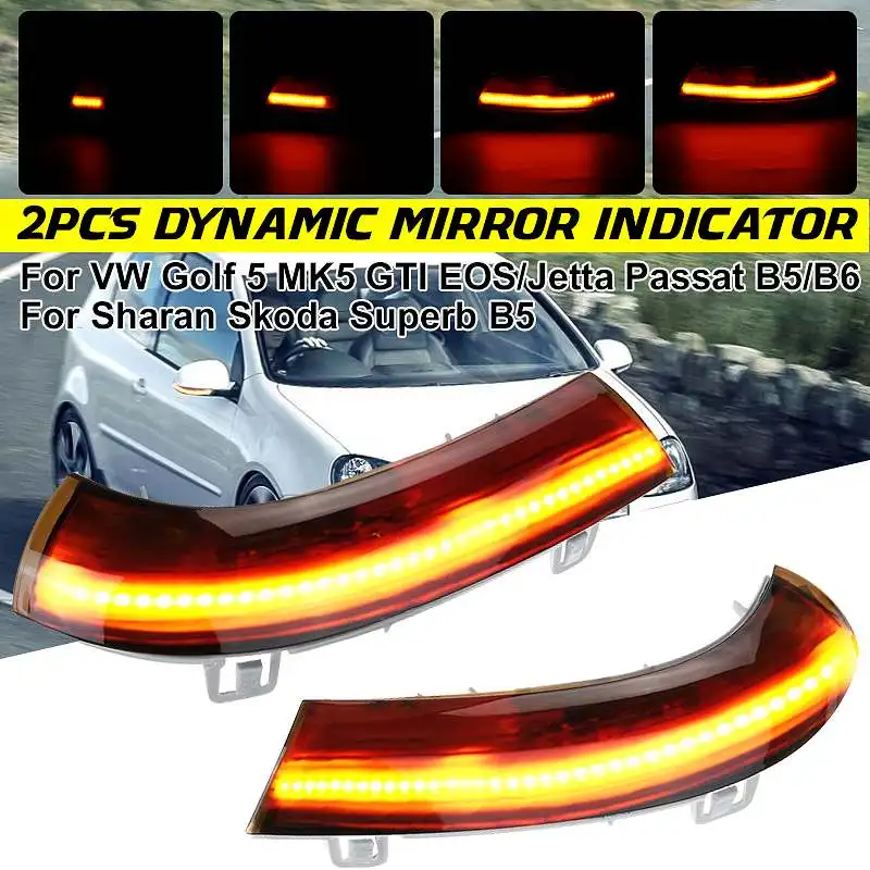 Pāris LED Sānu Ārējie Atpakaļskata Spoguļi Dinamisko Rādītāju Blinker Plūst Pagrieziena Signāla Gaismu VW GOLF 5 MK5 Jetta Passat B5.5 B6.