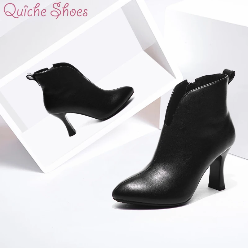 QuicheShoes ir 2021. JAUNU Potītes Zābaki Sieviete norādīja toe Kurpes augstpapēžu kurpes elegants birojs lady sieviešu kurpes zābaki