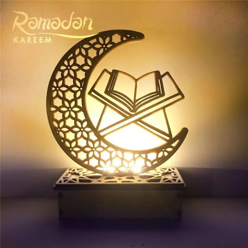 Radošā DIY Roku darbs, Koka Moon Star Ramadāna Kareem Mubaraks LED Apgaismojums Kulons Sadzīves Puse Festivāls, Amatnieku Piederumi