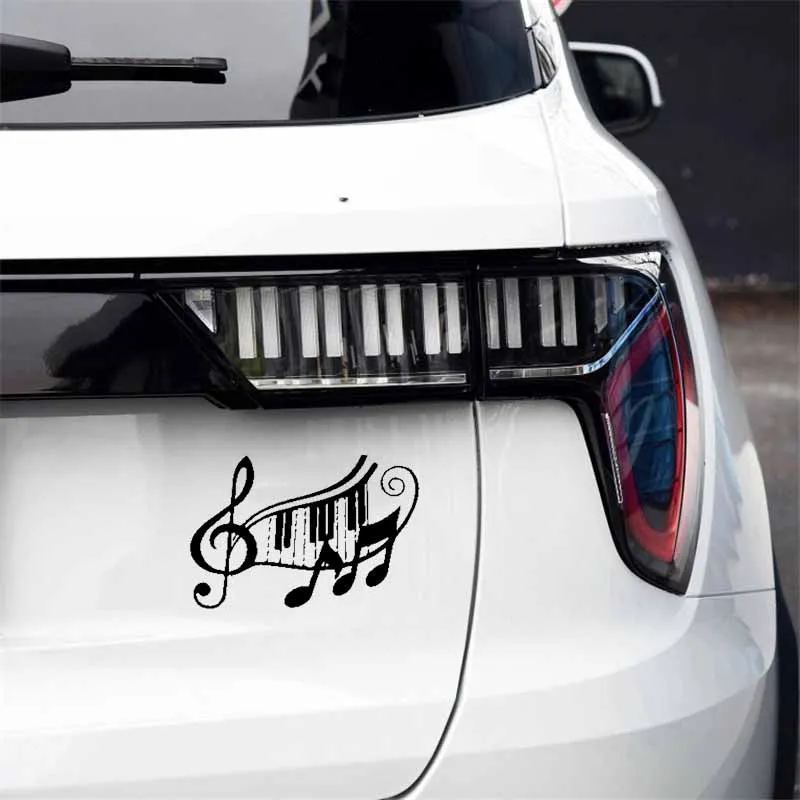 Radošās Mūzikas Rock, Klavieres Simbols Modes Auto Uzlīmes Mākslas Uzlīmes Pvc Uzlīmes Piemērotas Dažādiem Modeļiem Melns/balts, 18 cm*12cm