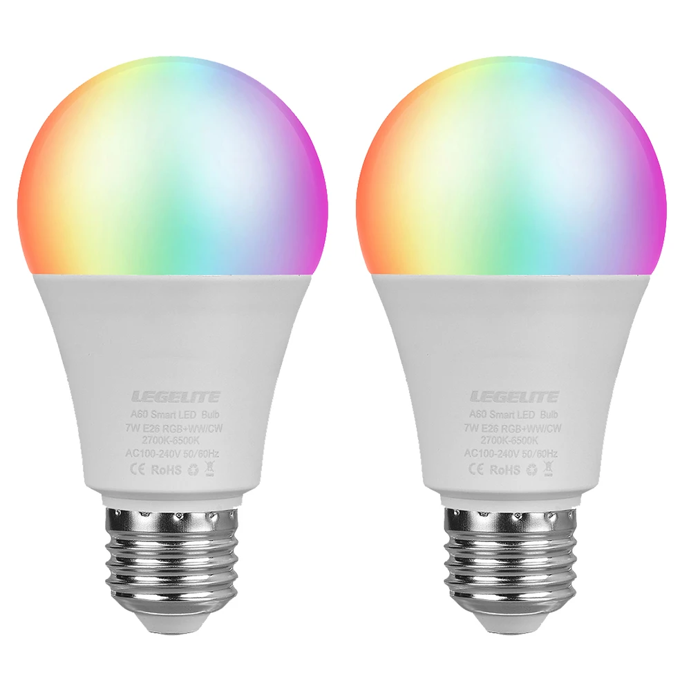 Regulējamas 7W E26 E27 WiFI Smart Spuldzes LED RGB Lampas App darbojas, Alexa, google home viedtālrunis Palīgs Kontroles Nakts gaisma