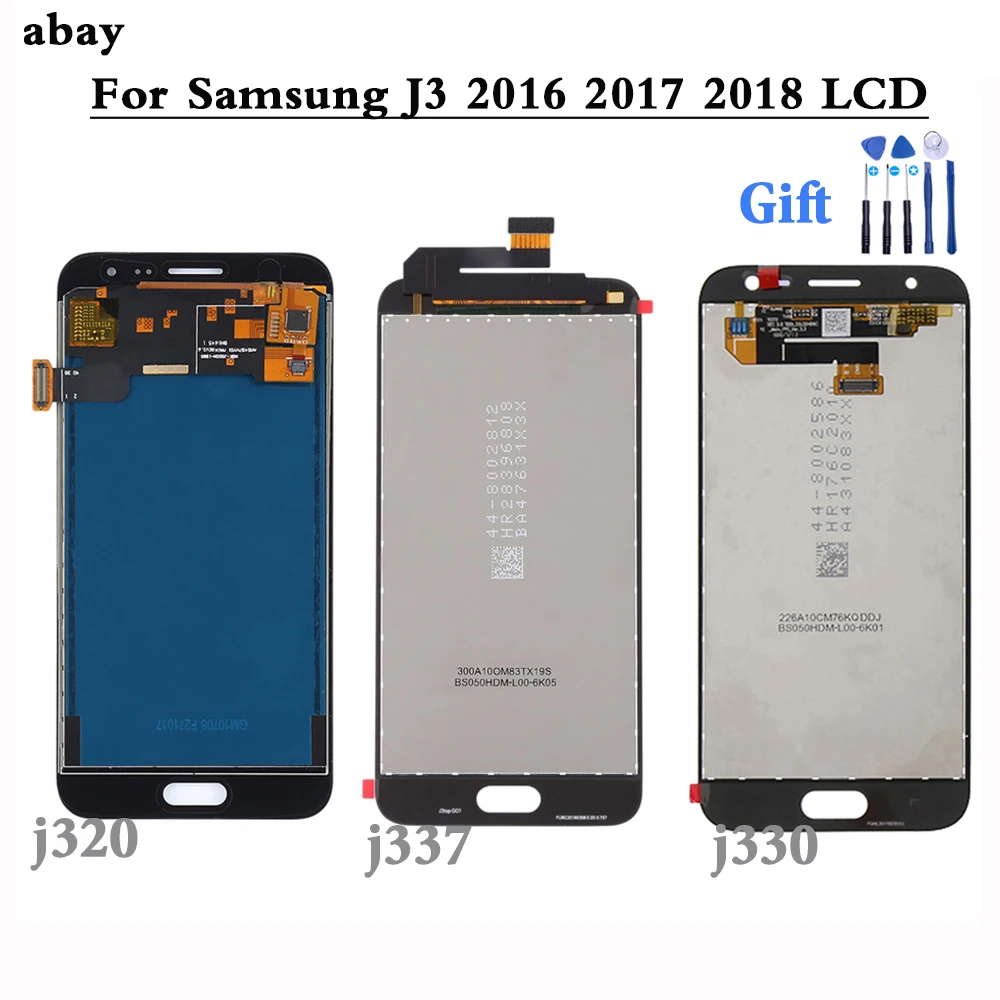 Regulējams LCD J320 J330 J337 J3 2016 2017 2018 Samsung Galaxy J3 2016 2017 2018 Displejs, Touch Screen Digitizer Montāža 5.0