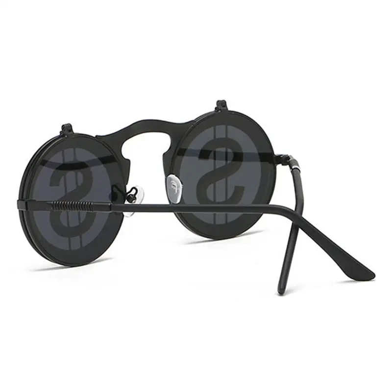 Retro Steampunk Brilles, Saulesbrilles, Vīriešu Kārtas Atstarojošs Flip up Sunglass Sieviešu Vintage Metāla Rāmis Tvaika Punk Dolāru, Saules brilles
