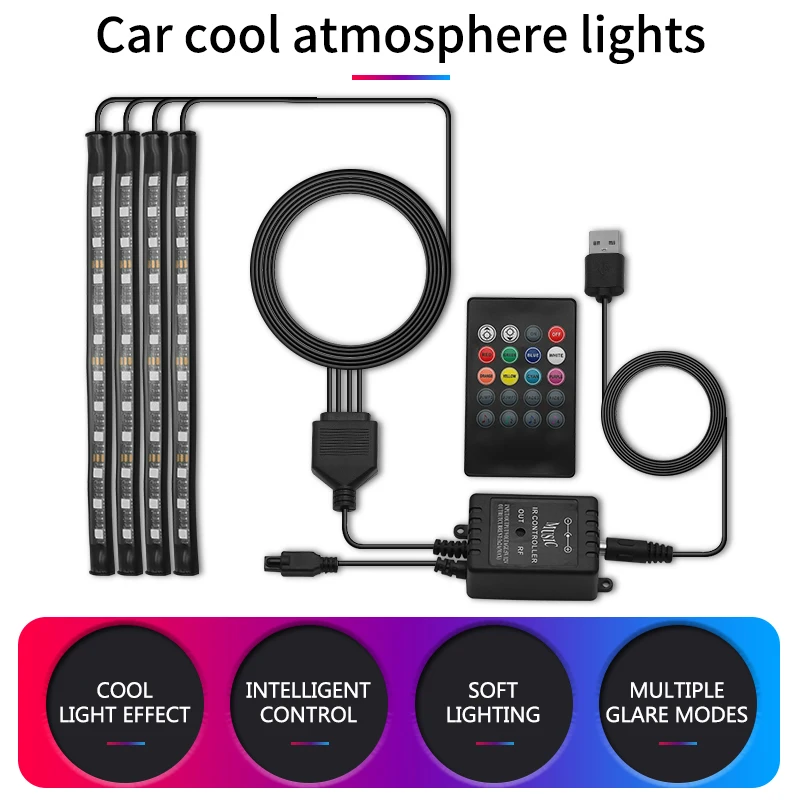 RGB LED Sloksnes Gaismas, Peugeot 206 207 208 301 306 308 406 407 408 3008 508 2008 4007 Atmosfēras Lampas, Auto salona Apgaismojuma