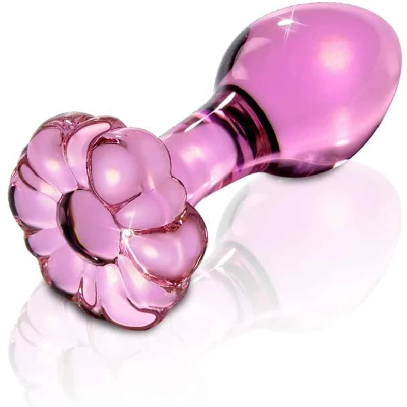 Rozā Stikla Butt Plug Ziedu Anālais Dildo Tausteklis Teksturētu Seksa Rotaļlietas Maksts G-spot Pieaugušo Produkts Sievietēm, prostatas