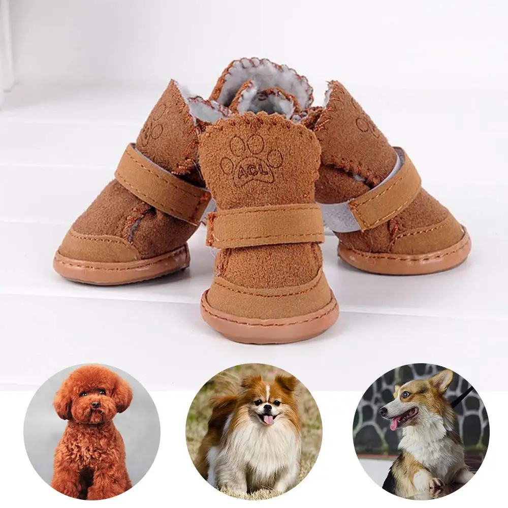 Sabiezēt suņu kurpes ziemas apavi Regulējams jostas Sniega zābaki, pet kurpes silts neslīdoša rotaļu suns, pūdelis, kaķis, mājdzīvnieku piederumi