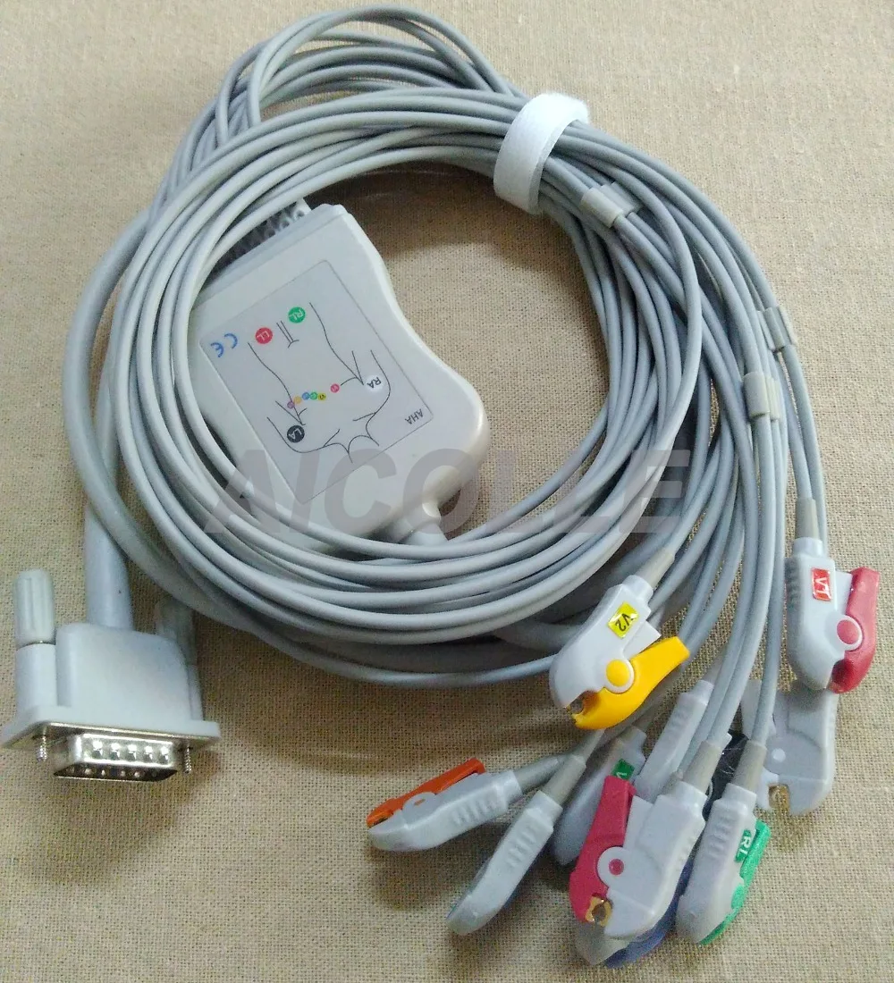 Saderīgs ar M1770A M1771A M1772A Pagewriter 100 200 200i EKG kabelis 10 novadījumu ekg kabelis klipu par termināls