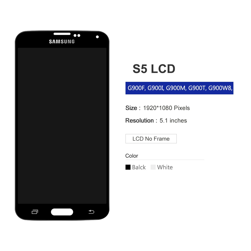 Samsung S5 LCD G900F Displejs LCD Ekrānā Pieskarieties Digitizer Montāža Saderīgas Samsung Galaxy S5 G900 G900M G900A Lcd
