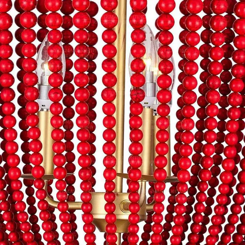 Sarkans Tirkīza kulons gaismas zelta ziemeļvalstu mājās apdares dekors gaismas amerikāņu franču kulons lampas virtuves, guļamistabas, ēdamistabas