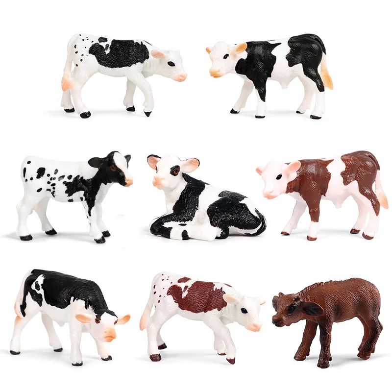 Savvaļas Putnu un Dzīvnieku Rīcības&Rotaļlietas PVC Mini Teļu, Govs Buffalo Modelis Kolekcionējamus Puzzle Rotaļlieta Attēls Par Kazlēnu, Bērnu Dāvanu Home Deco