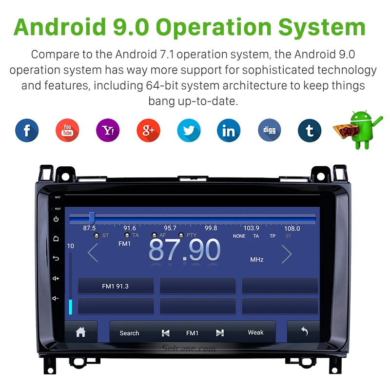 Seicane 2Din 9 collu Android 9.0 Auto Stereo Atskaņotāju, GPS For Mercedes Benz B W245 B150 B160 B170 B180 B200 B55 2004 2005 2006-2012