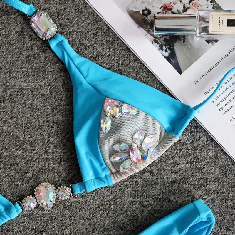 Seksīgā Crystal Diamond Bikini 2019 Lenta Peldkostīms Sievietēm Rhinestone Peldkostīmi Sieviešu Divas gabals Bikini komplekts Pavada peldkostīms