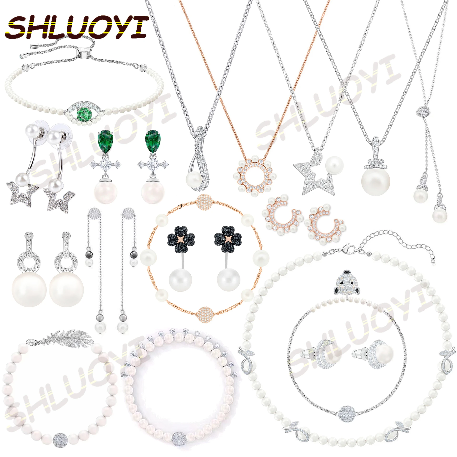 SHLUOYI Modes rotaslietas augstas kvalitātes SWA jaunu. Izsmalcinātu pērļu virkni. Ļaujiet sievietēm vairāk temperamentu, kulons, kaklarota