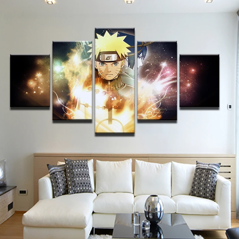 Sienas Moduļu Animācijas Attēlus Dzīvojamā Istaba Dekoratīvās 5 Panelis Multfilmu Naruto Anotācija Foto Rāmis HD Plakātus, Kanvas Glezna