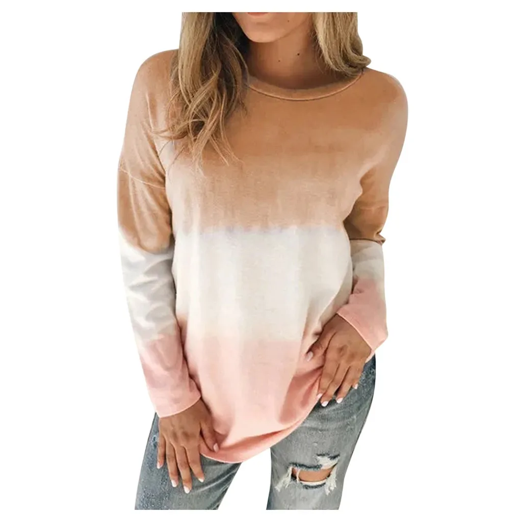 Sieviešu Plus Izmērs S-5XL kaklasaišu Krāsošanas Iespiesti Slīpums Džemperis ar garām Piedurknēm Krekls ir 2021. lielajam dāmas puloveri Ziemas drēbes